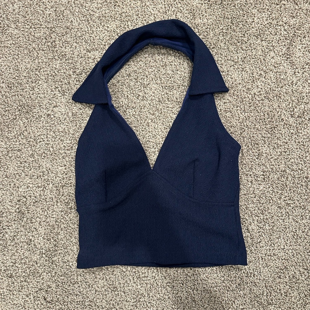 Elegant Navy Halter Top